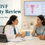 Indira IVF fertility review showing an Indian couple consulting a fertility specialist